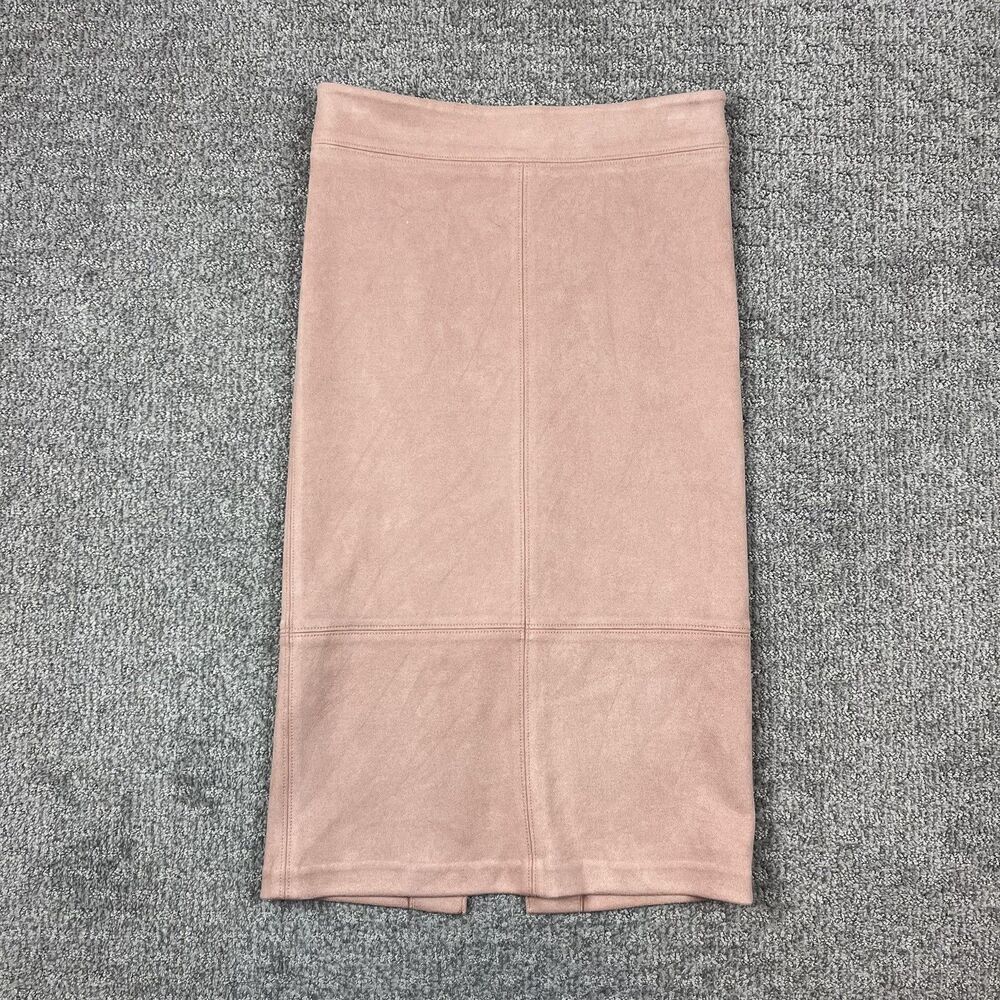 Anthropologie Akemi Kin Skirt Womens 2 Pink Faux Suede Pencil Knee Length